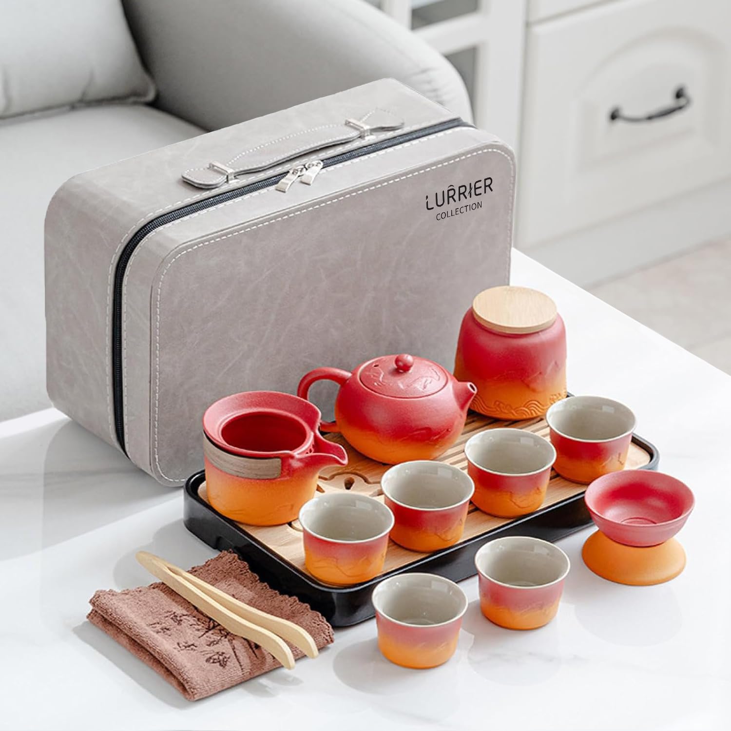 Amazon.com | LURRIER Gongfu tea sets, Portable Ceramic TeaSet